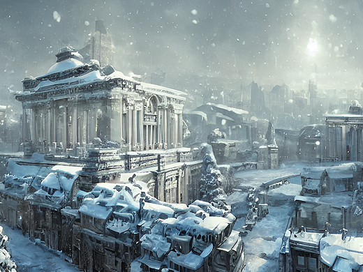 #AI创作实验室#下雪的古城