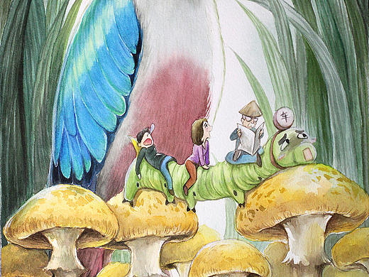 仙八色鶇與毛毛蟲(chóng)列車（個(gè)人主頁(yè)-ZMjkxNjQ0OTI=） - 藝術(shù)插畫 - 站酷設(shè)計(jì)師宛青是我原創(chuàng)素材 - 站酷ZCOOL