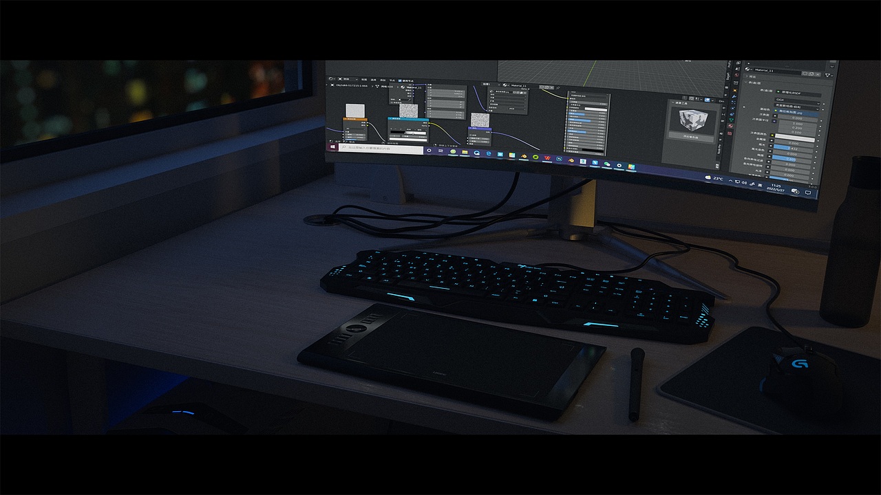 美工搬砖摸鱼工作一角