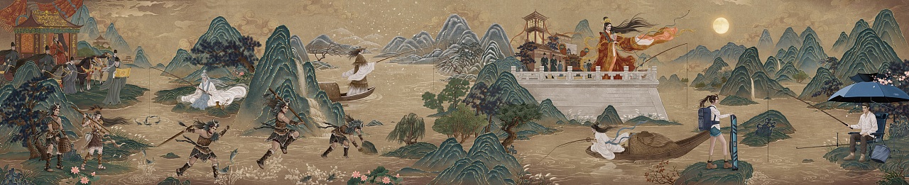 天猫《空钩悟道》渔具宣传插图（图ZMzA4NTU5OTg0） - 商业插画 - 站酷设计师才仙插画原创素材 - 站酷ZCOOL