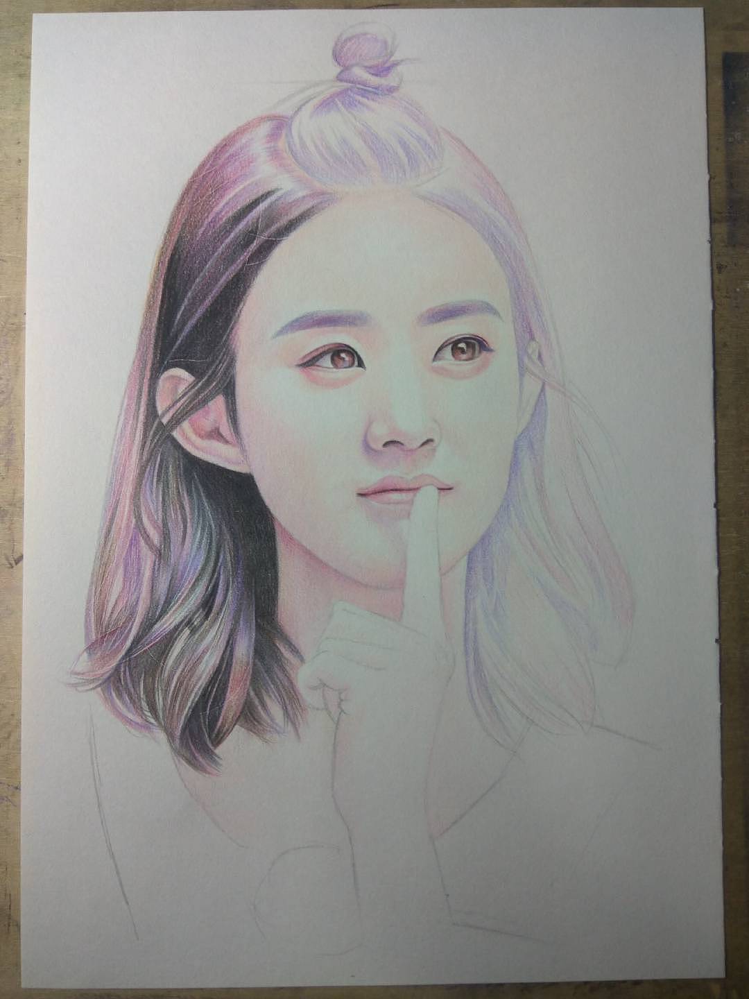 彩铅手绘赵丽颖