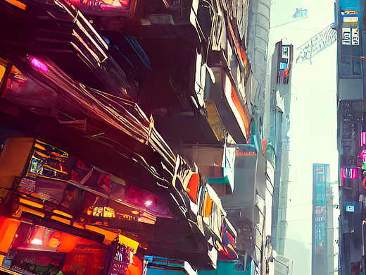 #AI创作实验室#机器人女孩伫立在赛博朋克城市