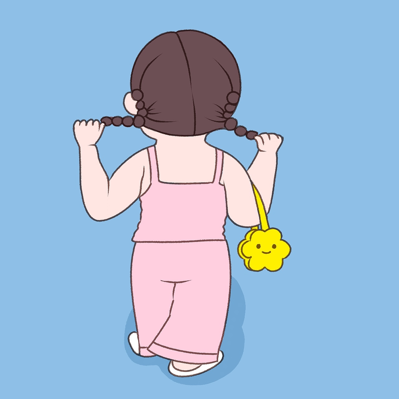 女孩头像插画|可爱的女孩背影