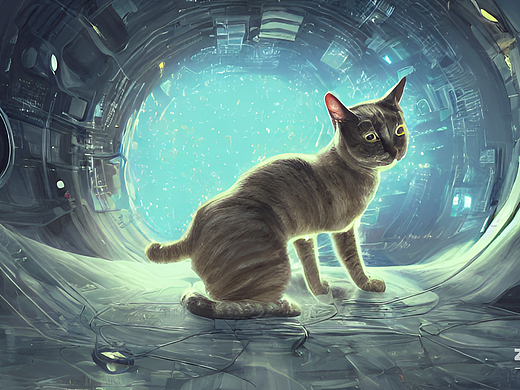 #AI创作实验室#猫的身子都是机构结构，眼睛齿轮，鼻子