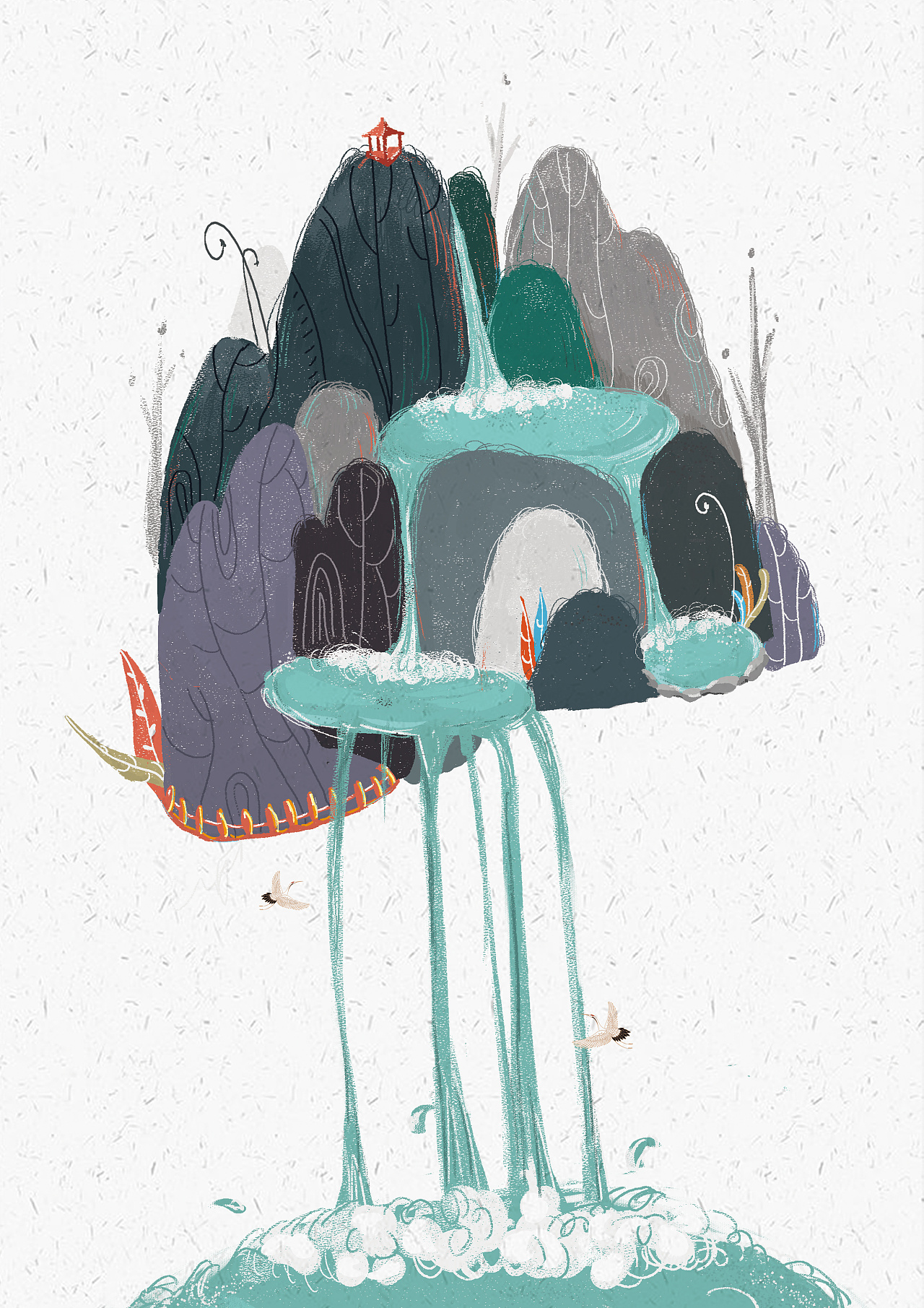 自拟庐山民宿插画庐山一景