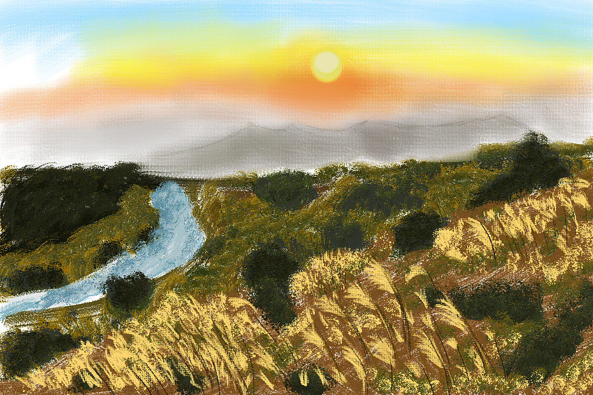 日落芦苇丛|插画|创作习作|锌铜 - 临摹作品 - 站酷 (zcool)