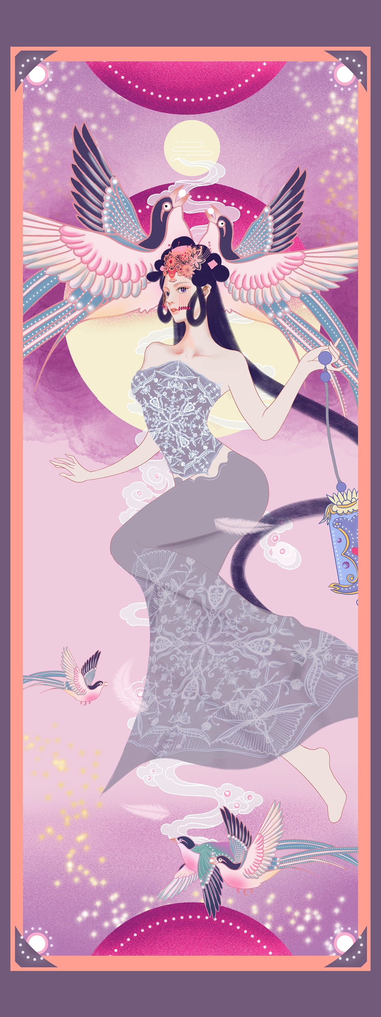 《缱绻》——苏州传统节日乞巧节插图设计（图ZMjI4MDE1OTU2） - 商业插画 - 站酷设计师xyza彭啸云原创素材 - 站酷ZCOOL