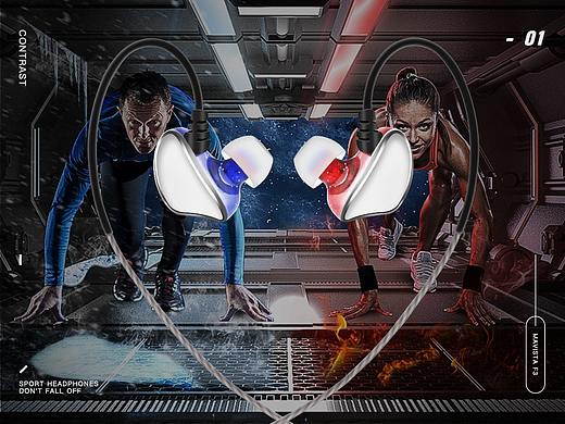 一款撞色有线耳机详情