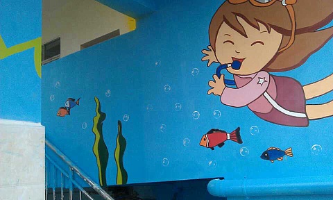 阳江白兰幼儿园 彩绘喷画 卡通漫画