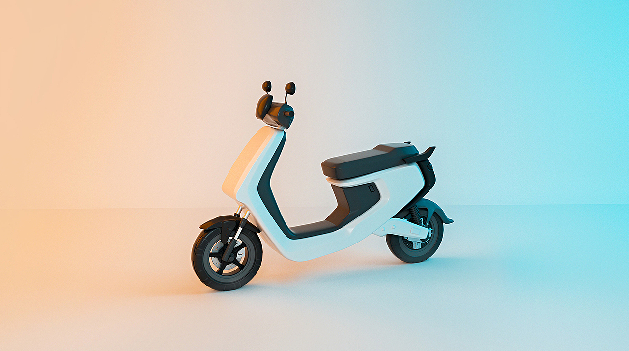 c4d小电动车建模练习 oc渲染