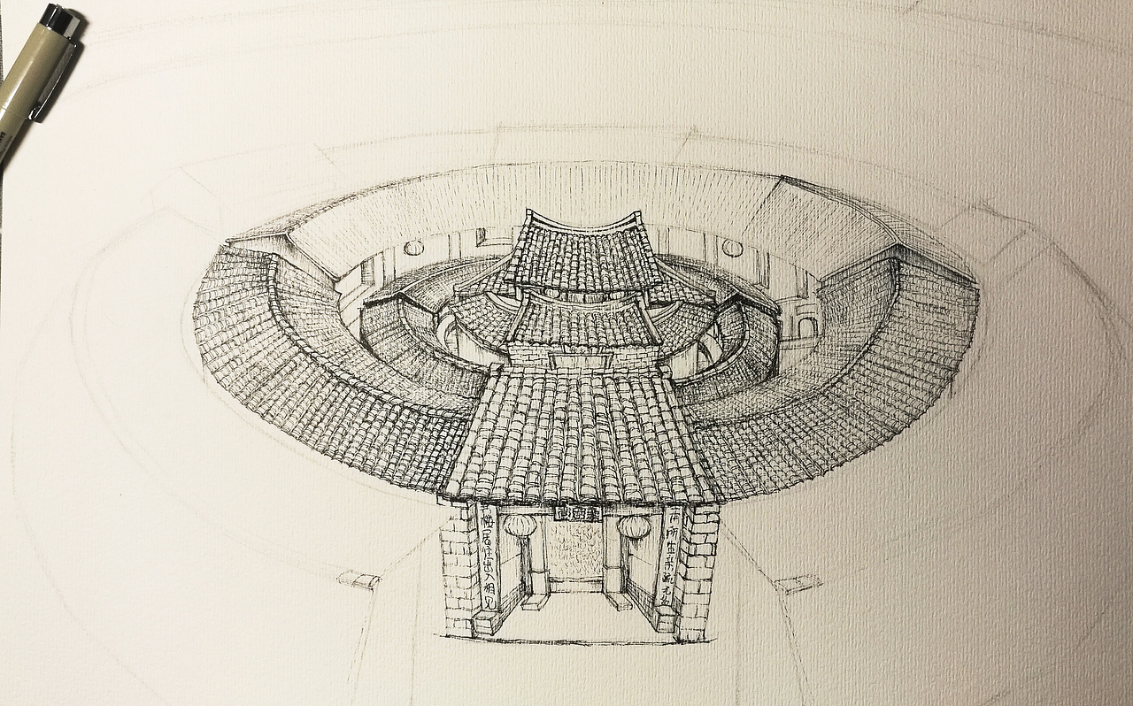 福建土楼【手绘过程教学图】