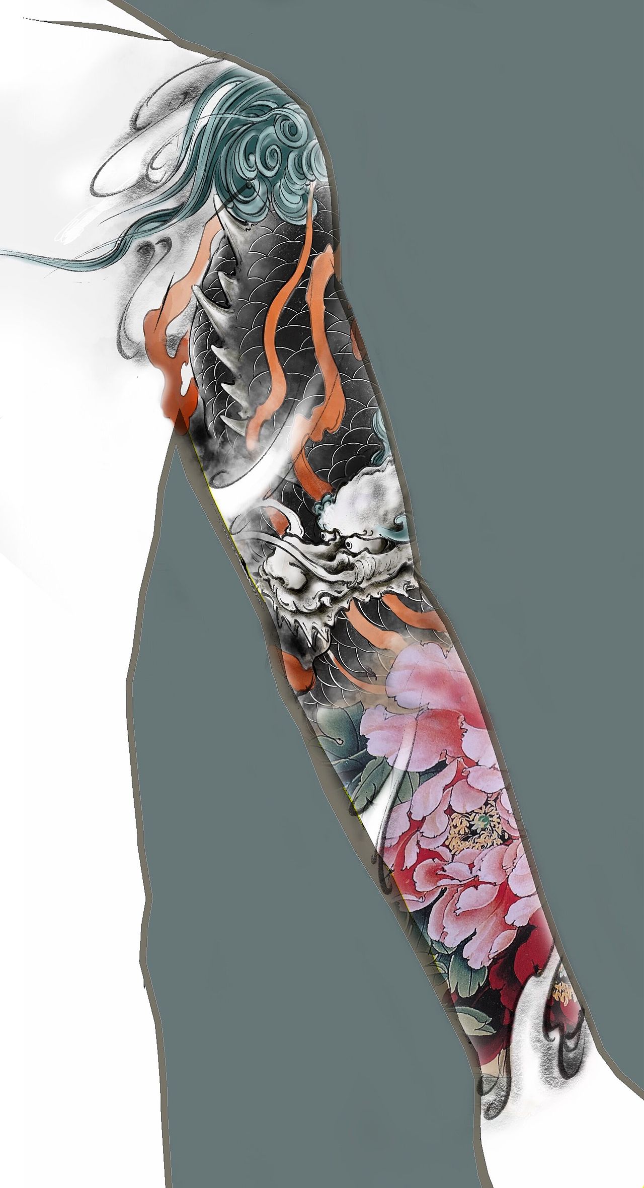 花臂麒麟纹身与什么题材搭配