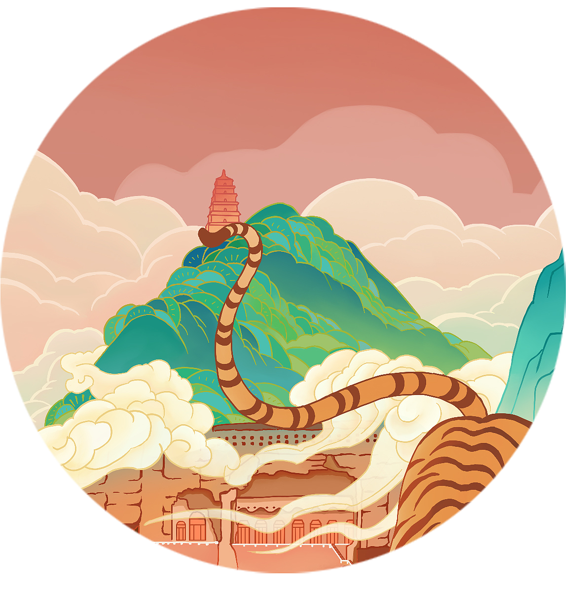 虎年賀歲，五虎迎春（圖ZMjgzMzUzNDA0） - 商業(yè)插畫 - 站酷設計師關山度月原創(chuàng)素材 - 站酷ZCOOL