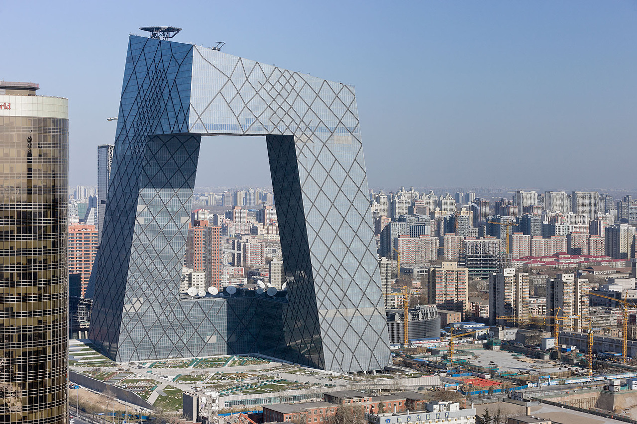 Unusual building, the headquarters of the Central Television of China ...
