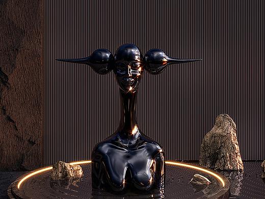 现代人像艺术雕塑建模*渲染