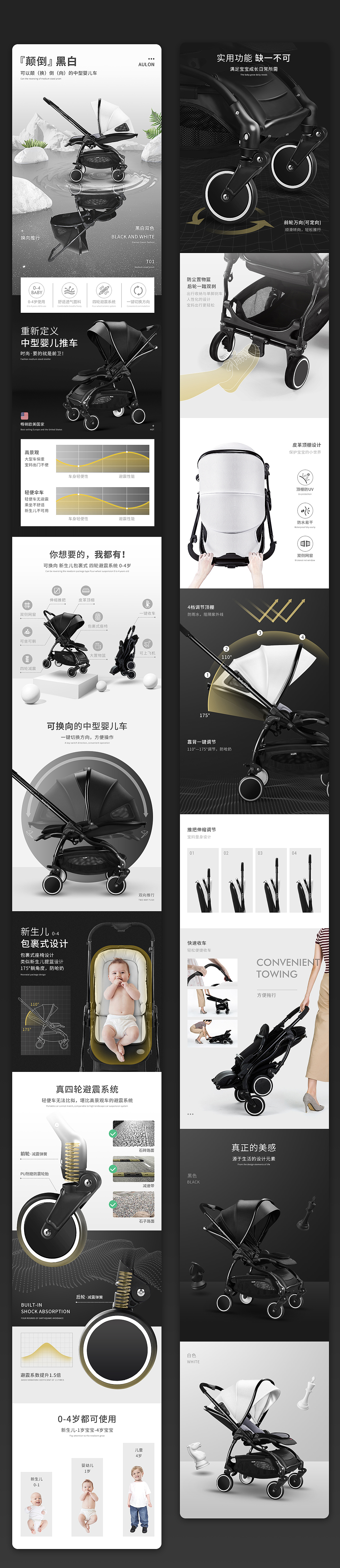 黑白两款推车详情（图ZMTI1OTQ0NzQ4） - 电商 - 站酷设计师王灬大葱原创素材 - 站酷ZCOOL