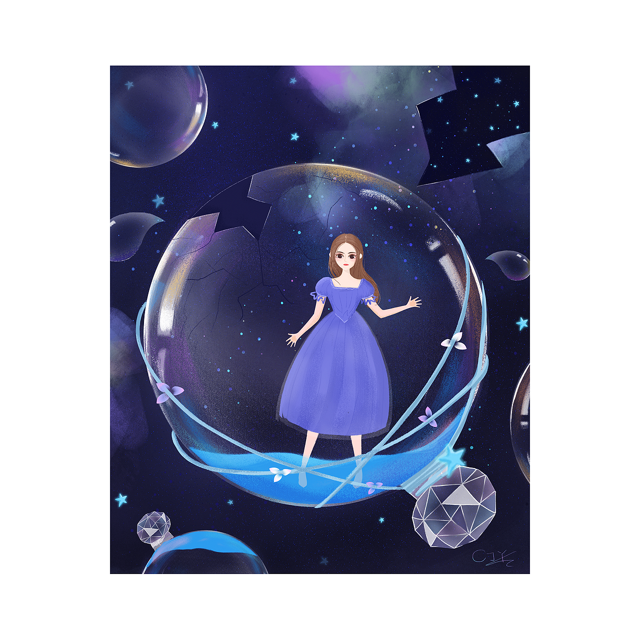 玻璃罩|插画|创作习作|棉花糖是我狗_原创作品-站酷zcool