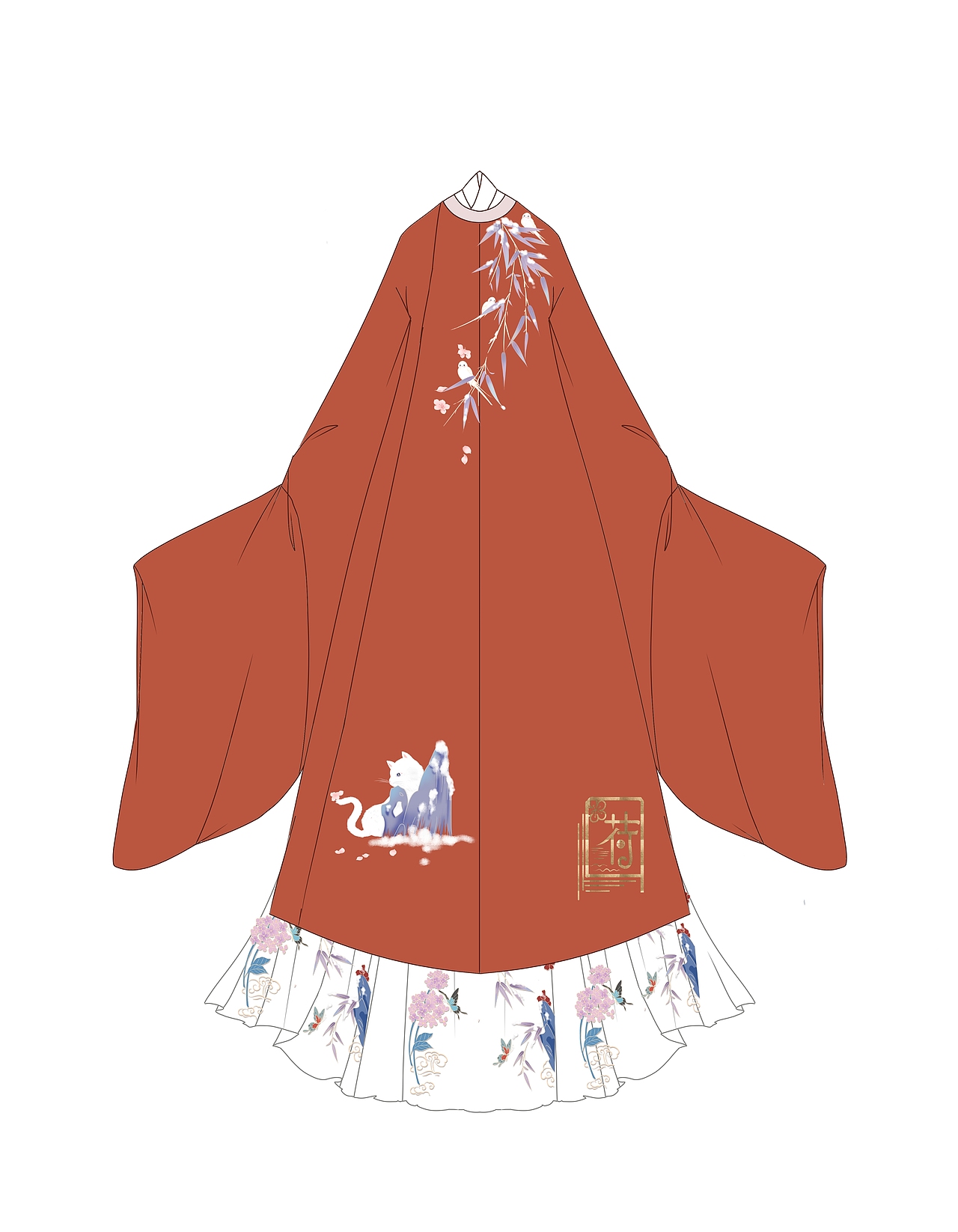 汉服设计,雪景喵喵鸟鸟