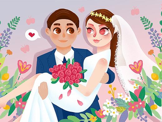 婚礼手绘插画