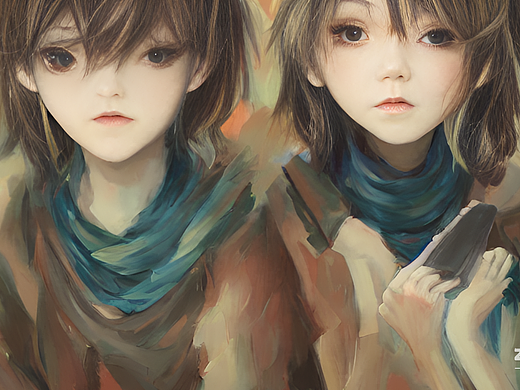 #AI创作实验室#双子座 ，女孩，油画