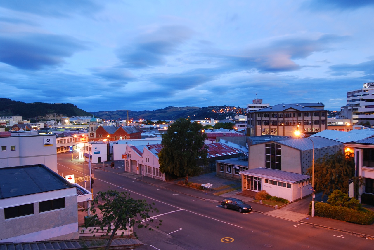 新西兰南岛 奥马鲁 达尼丁 建筑 傍晚