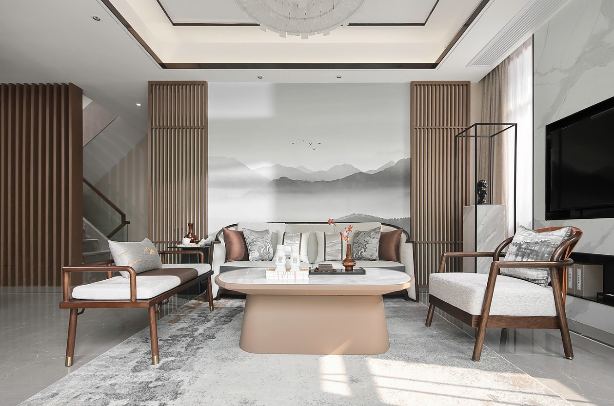 郑州康桥香溪郡145平新中式三室装修效果图