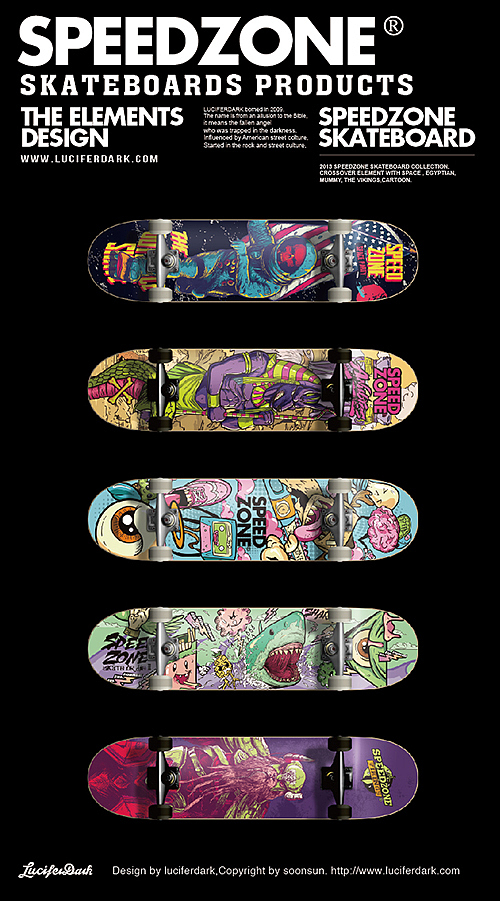 SPEEDZONE欧美风格滑板设计（图ZMjQxNTU0NDQ=） - 商业插画 - 站酷设计师luciferdark原创素材 - 站酷ZCOOL