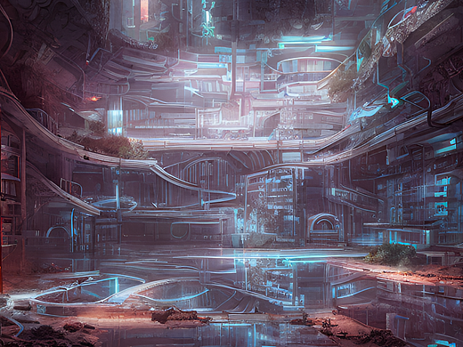 #站酷梦笔#地下城，赛博朋克（个人主页-ZNjQ3NzgyMDg=） - AI作品 - 站酷设计师孤灯残云原创素材 - 站酷ZCOOL