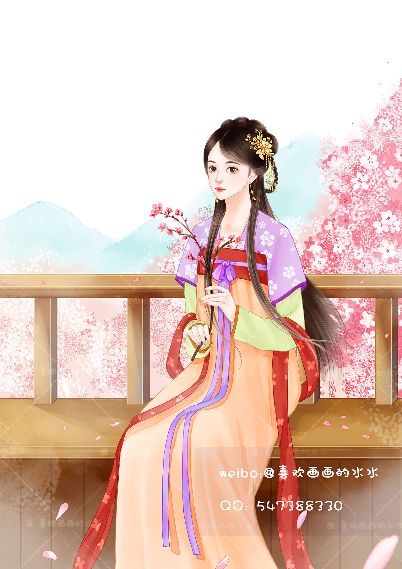 古风少女练习（图ZMjQ4NTUxNjg0） - 商业插画 - 站酷设计师水水插画原创素材 - 站酷ZCOOL