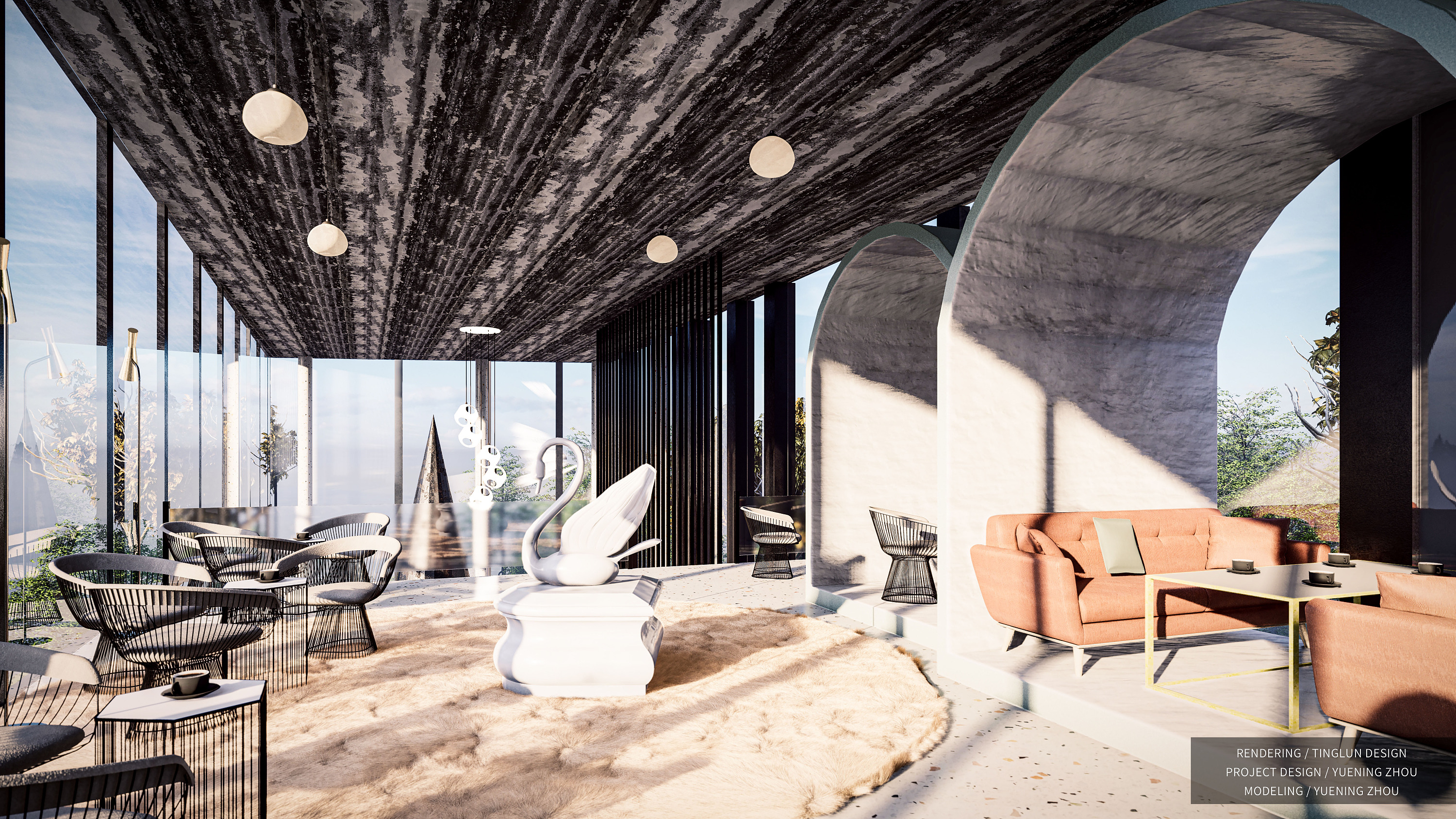 效果图渲染1—室内现代风格咖啡厅|三维|建筑/空间|八汇设计 - 原创