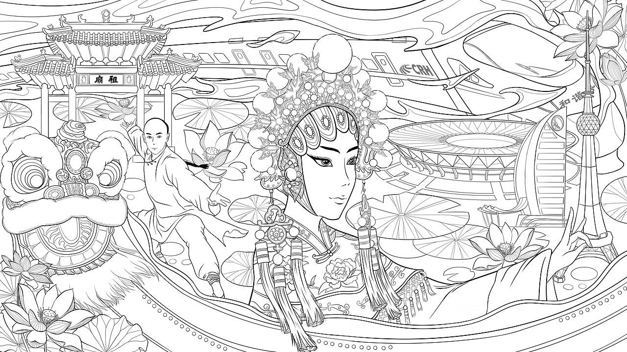 悠久历史和灿烂文化的古镇——佛山|插画|商业插画|夕阳余你_原创作品