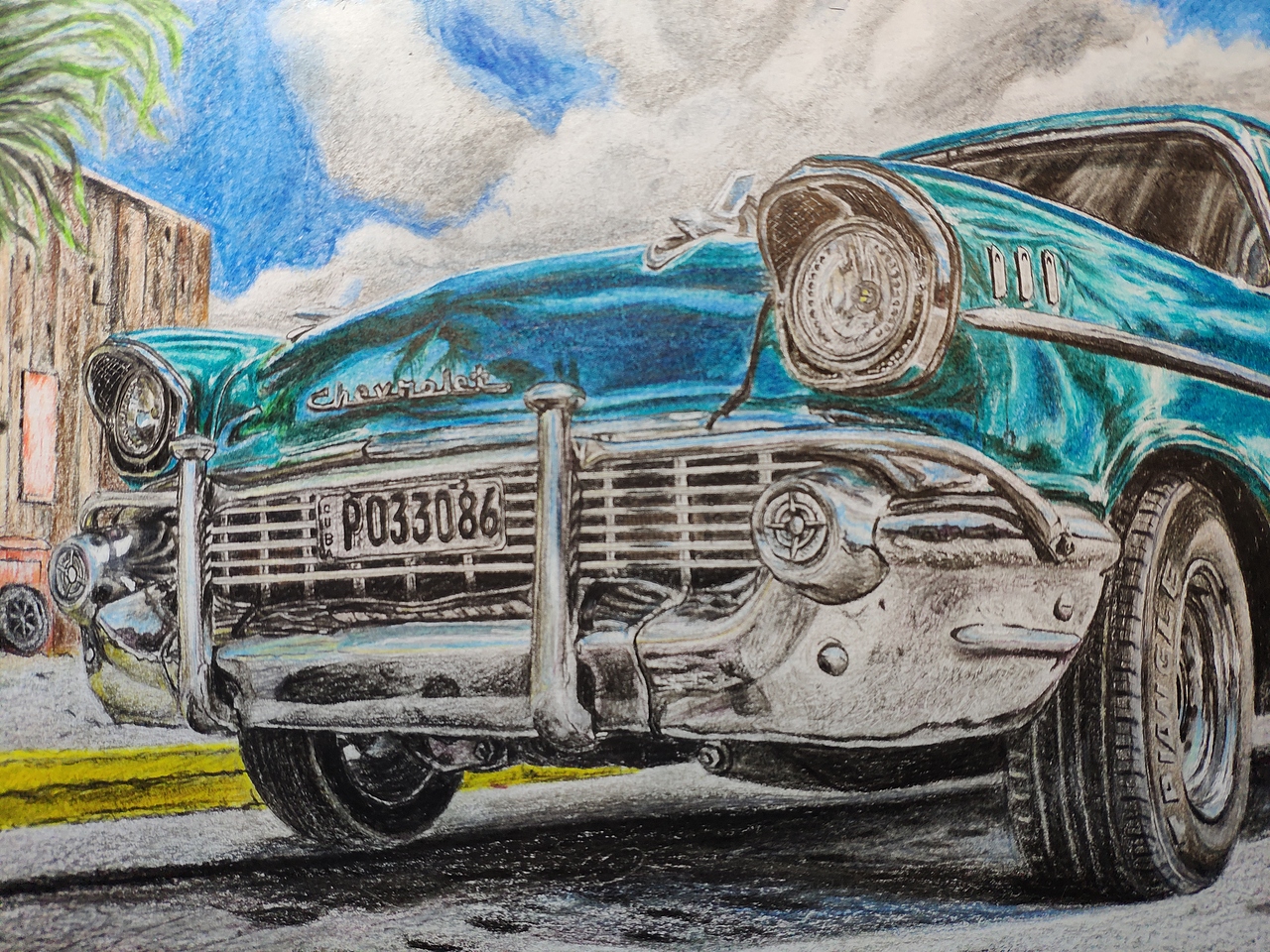 雪佛兰贝莱尔1957（图ZMTI1NjY2OTEy） - 绘画 - 站酷设计师ST石头FIT原创素材 - 站酷ZCOOL