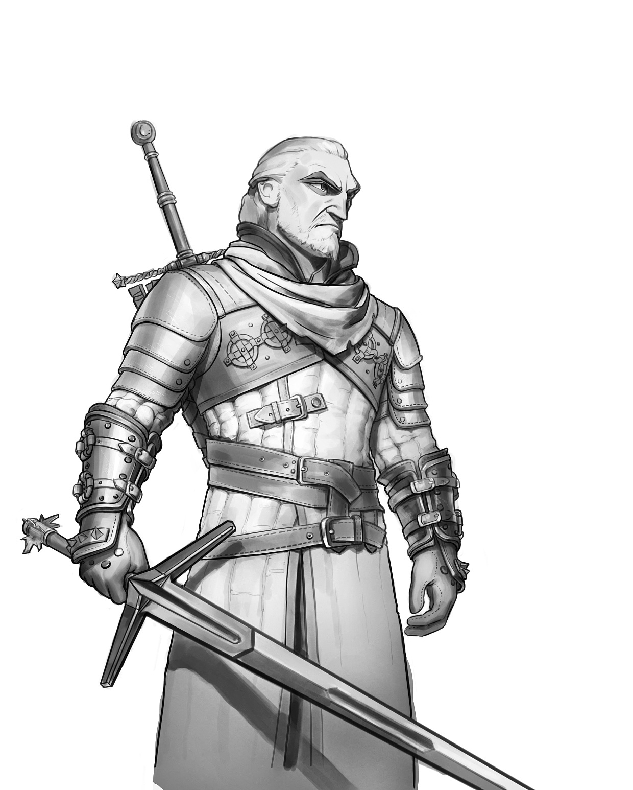 插画(巫师临摹)过程