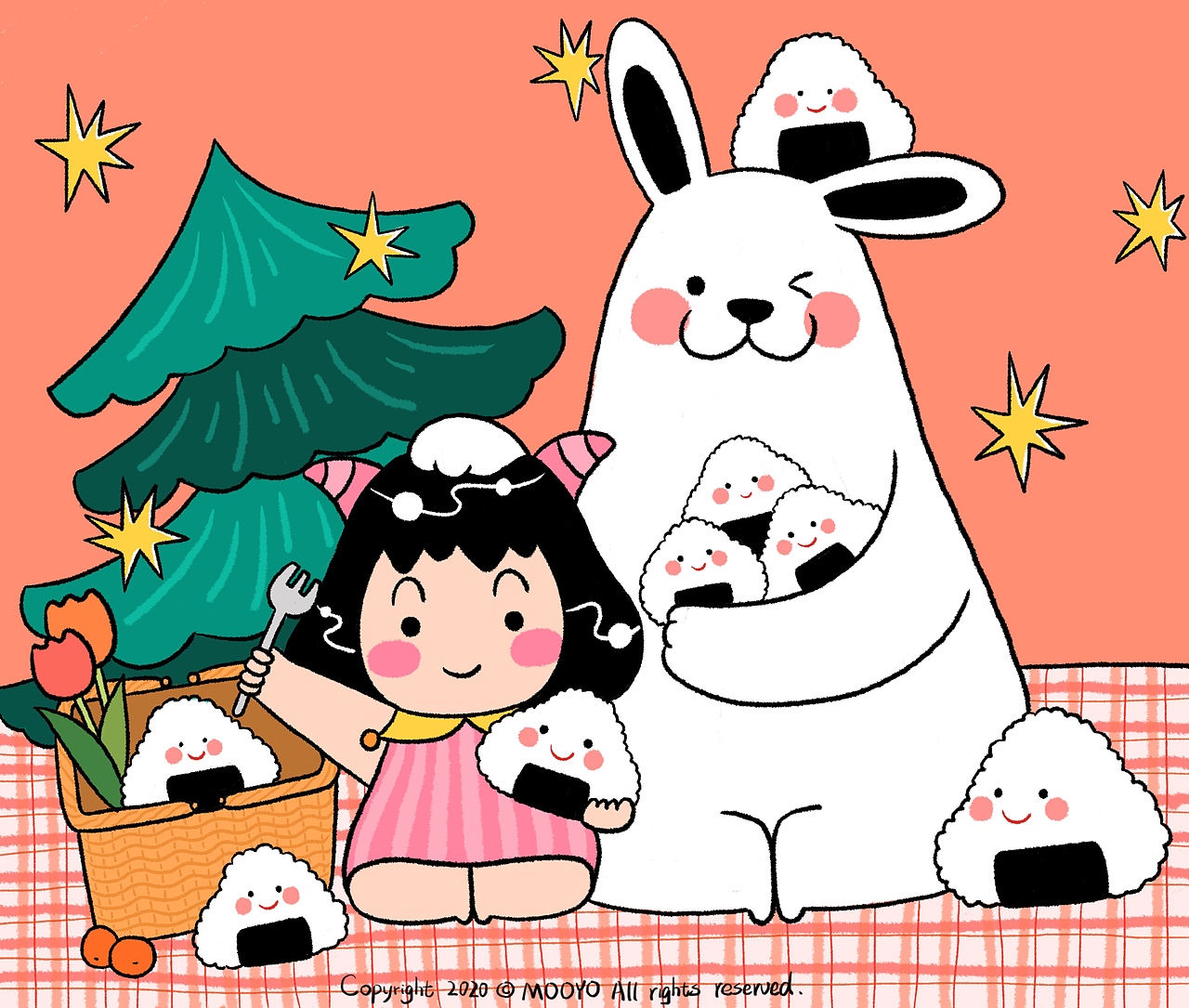 MOOYO 和大兔子 - 遇见甜蜜（图ZMjE4ODE5NTQw） - 艺术插画 - 站酷设计师MOOYO麻药原创素材 - 站酷ZCOOL