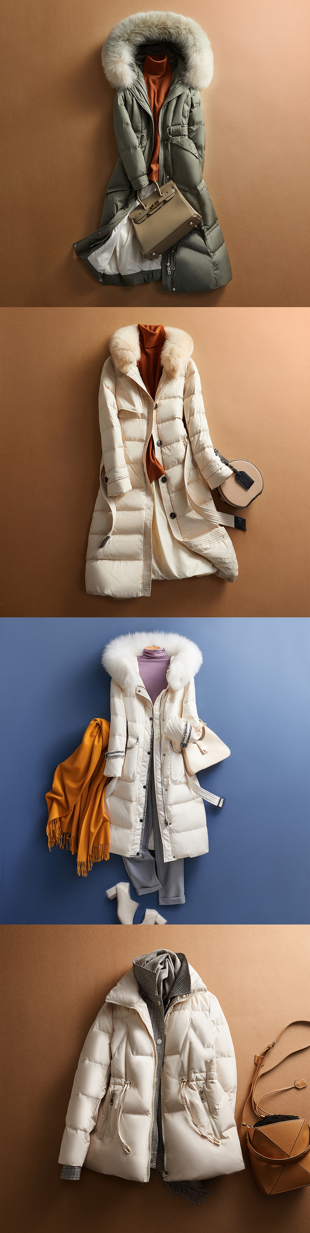 羽绒服棉衣精拍平铺图女装摆拍图淘宝唯品会平铺拍摄