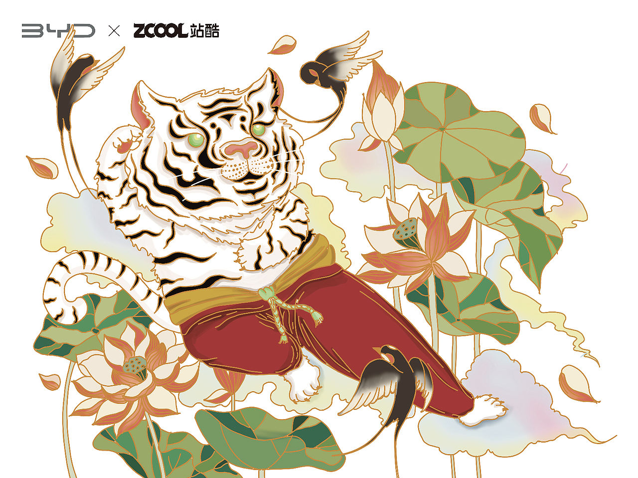 站酷 x 比亚迪 #王者之势 龙腾虎跃# 《虎啸燕鸣》（图ZMjg5NDIwMTYw） - 图案 - 站酷设计师请你喝奶绿原创素材 - 站酷ZCOOL