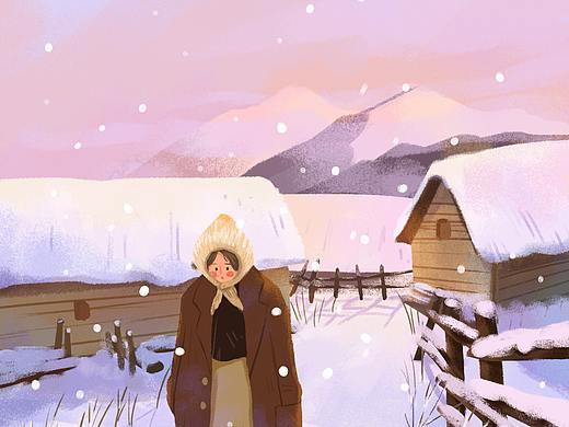 冬季雪景插画