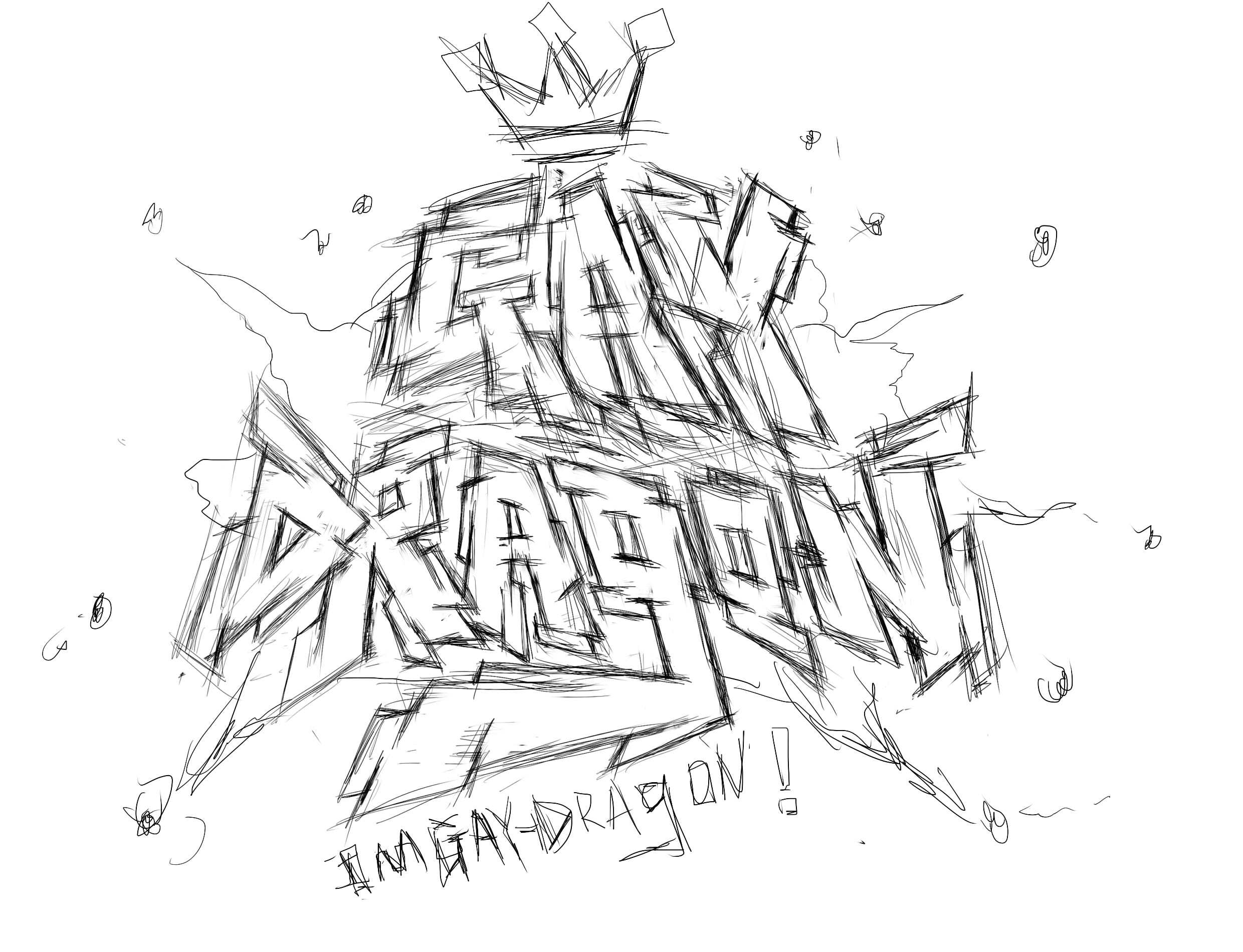 近期几幅黑白涂鸦字体插画