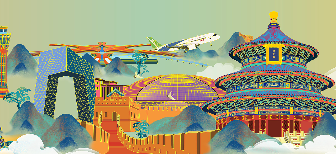 《礼赞祖国》插画设计