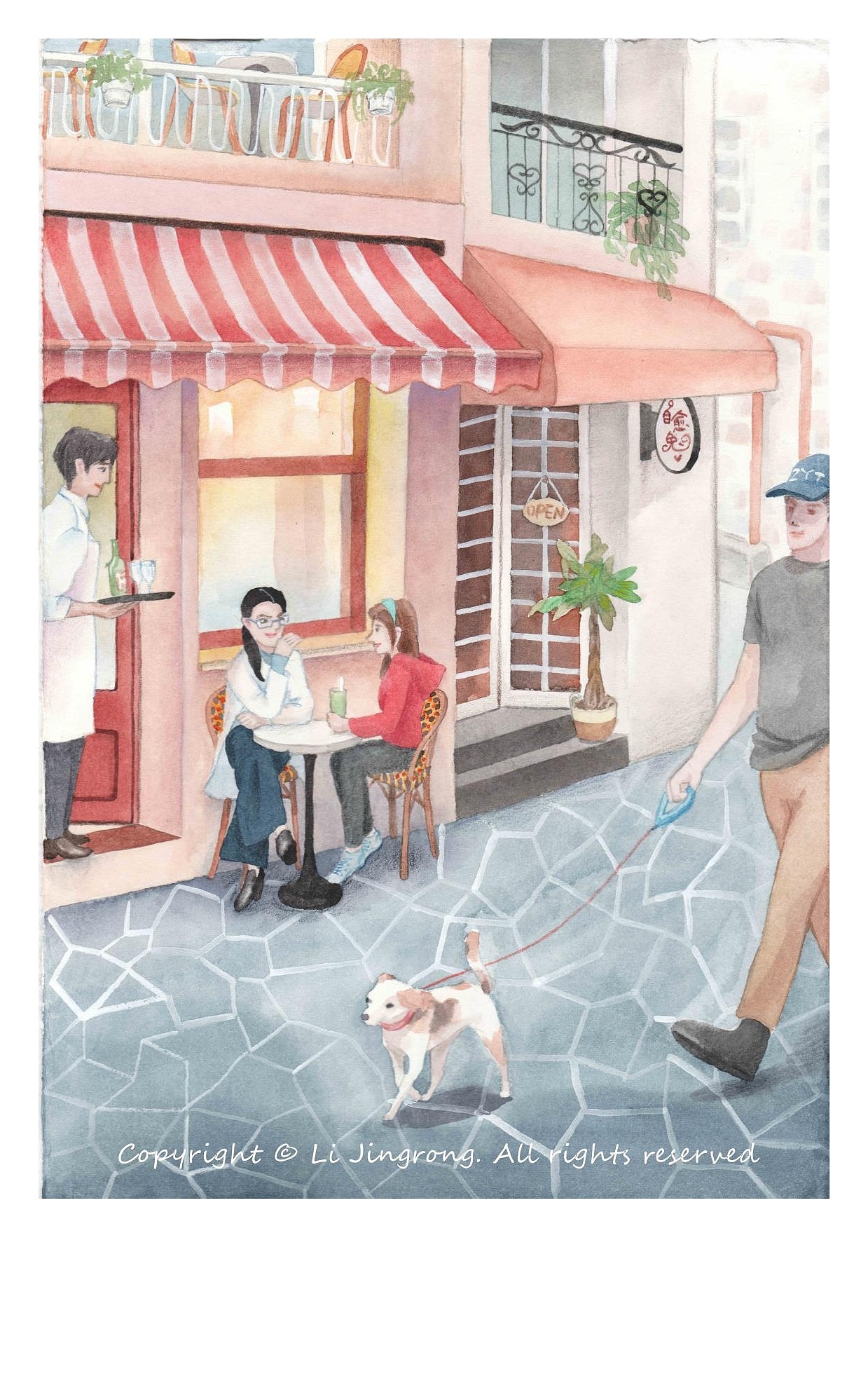 愜意街頭場(chǎng)景插畫(huà)（圖ZMjkyNDkwNjky） - 創(chuàng)作習(xí)作 - 站酷設(shè)計(jì)師自愈兔原創(chuàng)素材 - 站酷ZCOOL