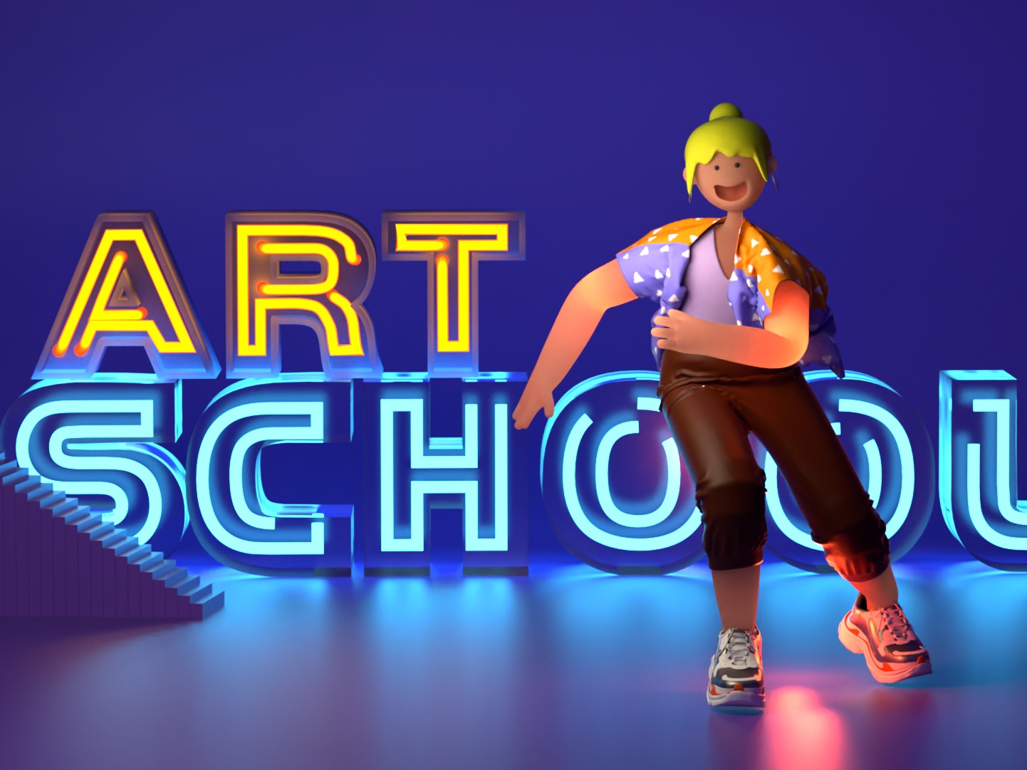 C4D character cool girl style--prorender