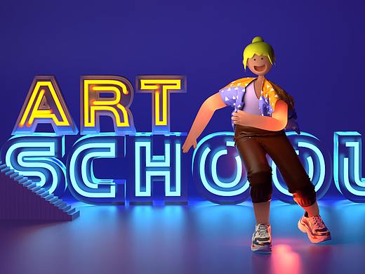 C4D character cool girl style--prorender