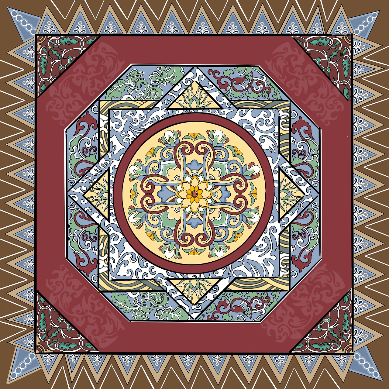 《藻井图纹》插画设计系列|插画|新锐潮流插画|张jia乐 - 原创作品