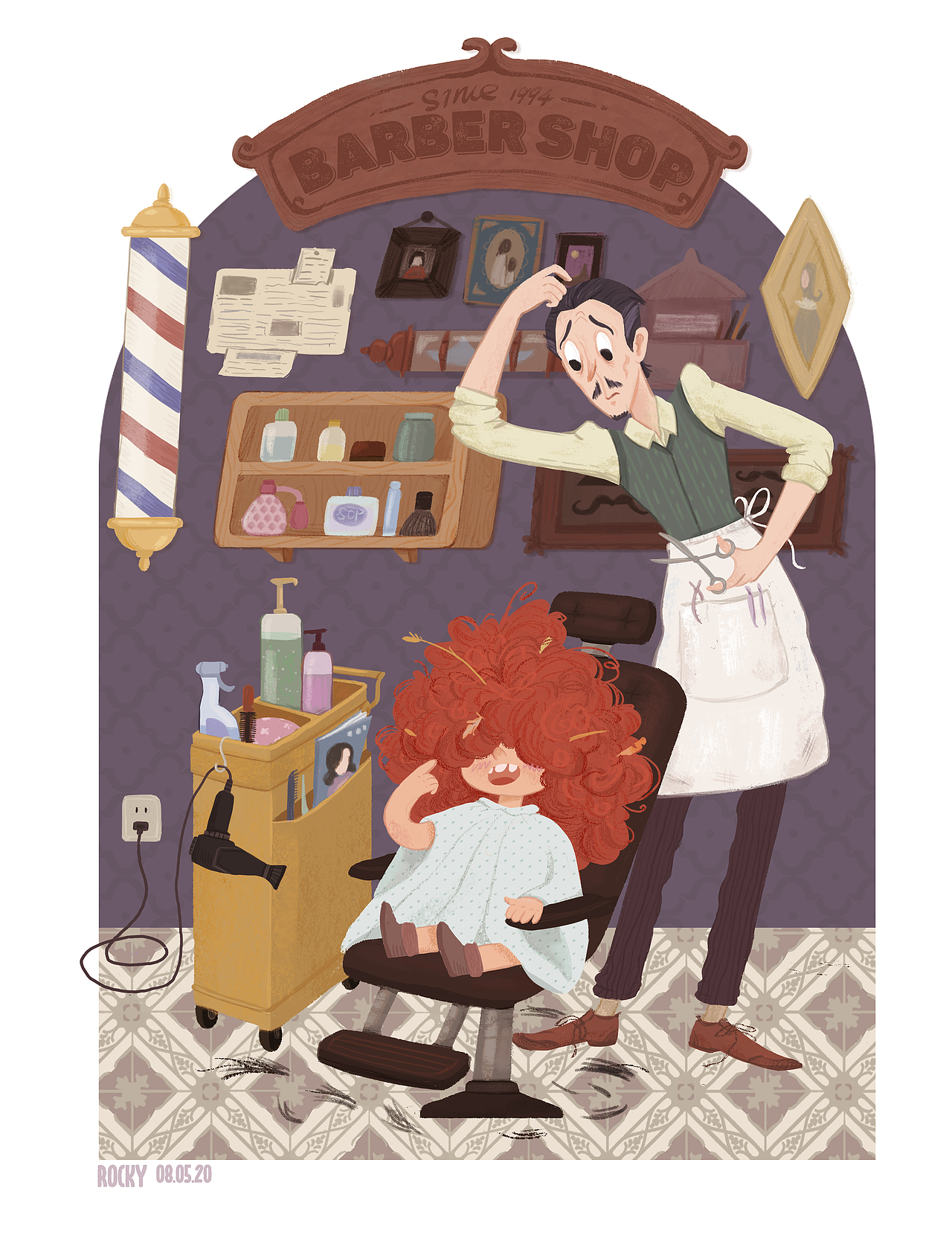 理发店|插画|儿童插画|插画师rocky_原创作品-站酷zcool