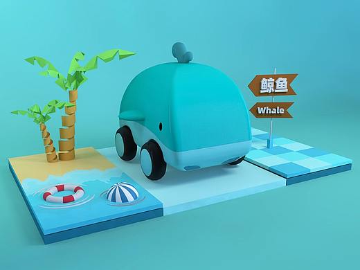 C4D练习图-鲸鱼车