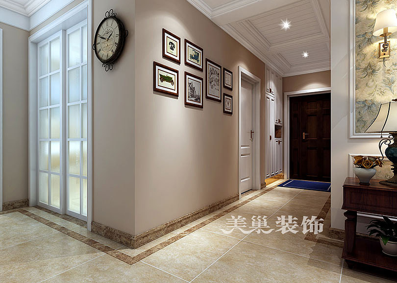 郑州保利永威西溪花园128平三室两厅美式乡村休闲浪漫的生活住宅————入户玄关