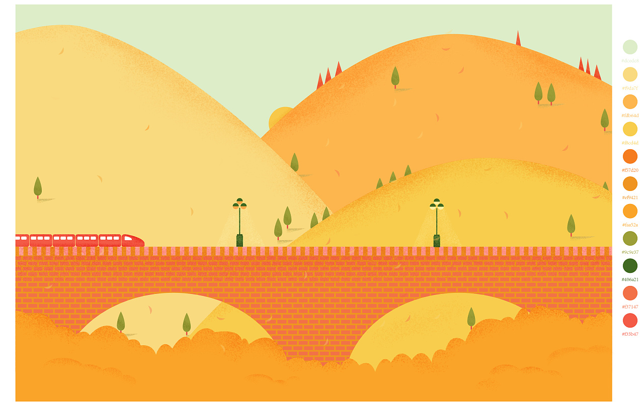 ps扁平风噪点插画练习