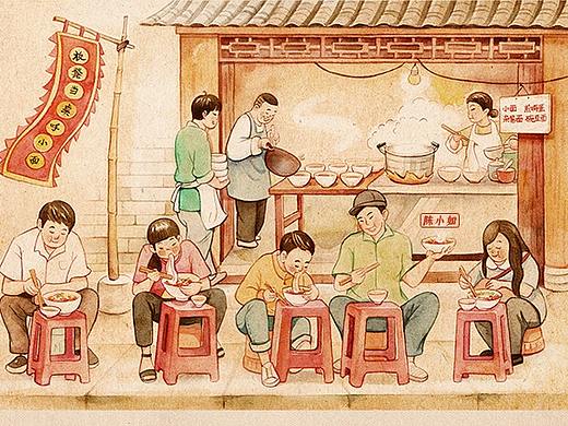 重庆“柒桌老火锅”——山城渝味手绘插画