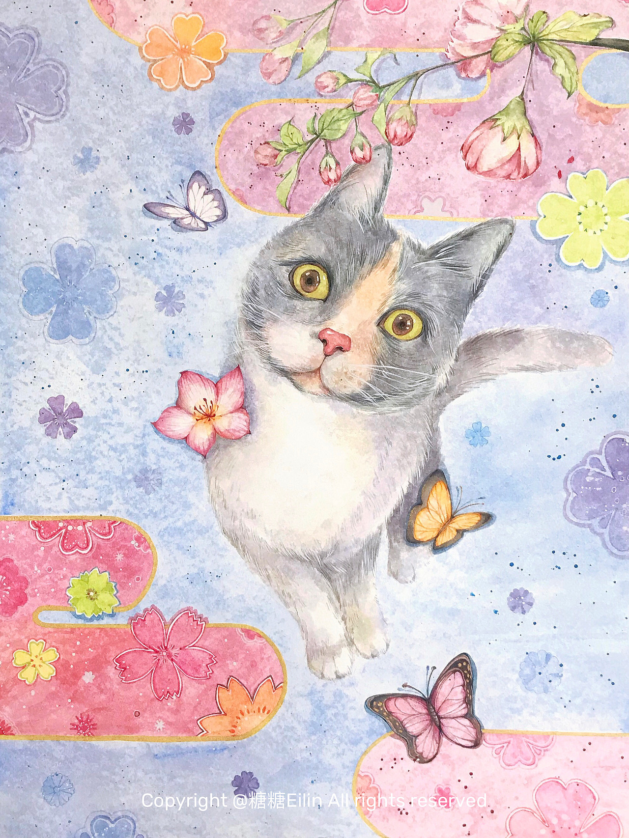 水彩作品/有只小萌猫在看你（图ZMjIxMTMwNjI0） - 绘画 - 站酷设计师糖糖Eilin原创素材 - 站酷ZCOOL