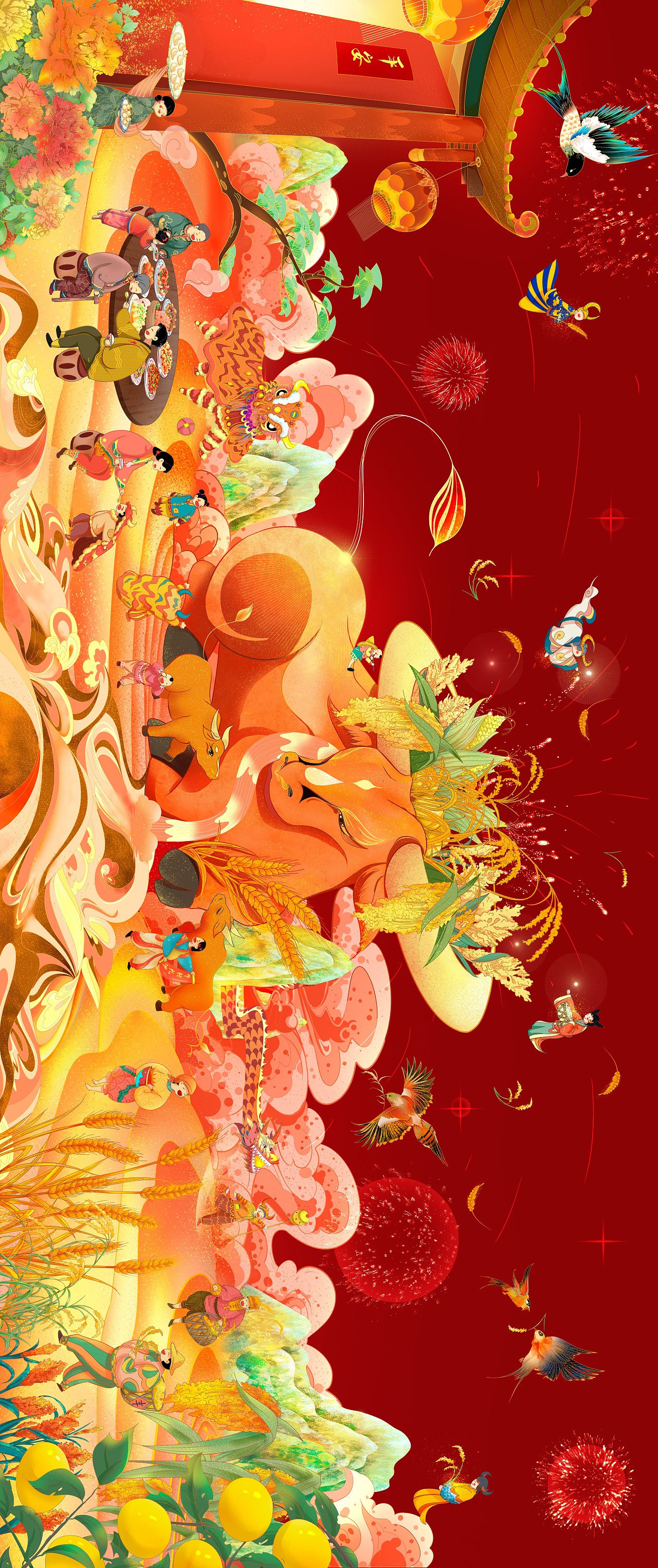 2021牛贺新春（图ZMjM4MDYwMjcy） - 商业插画 - 站酷设计师亦耕原创素材 - 站酷ZCOOL